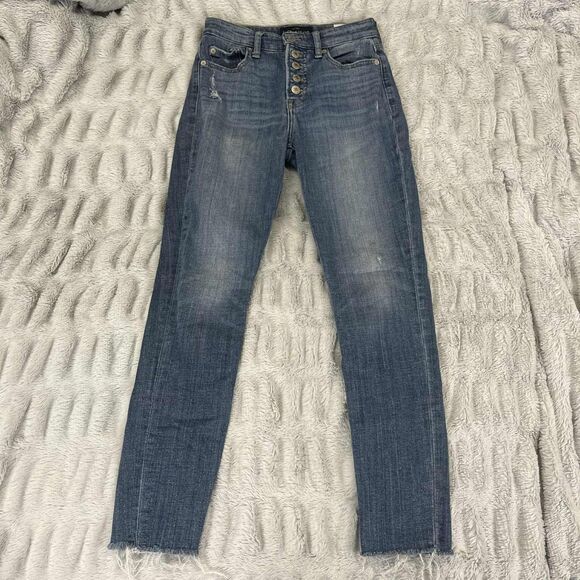 Lucky Brand Jeans Women 0/25 Bridgette Skinny Mid Rise Distressed Button Fly - Picture 1 of 11